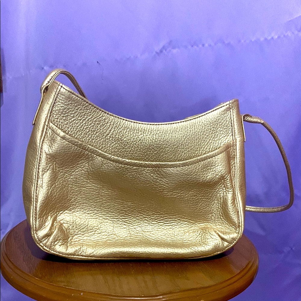 FOSSIL Elegant Gold LEATHER Women's Shoulder Bag